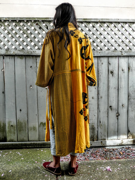 Long Monk Style Kimono Special - Yellow Crests