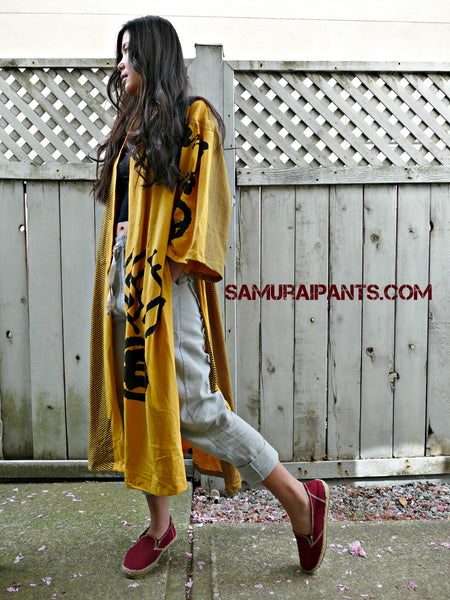 Long Monk Style Kimono Special - Yellow Crests