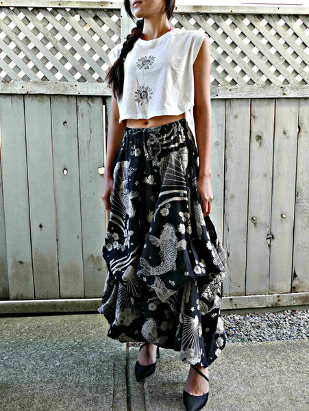 New Fan Koi Fish 8 Panel Long Skirts