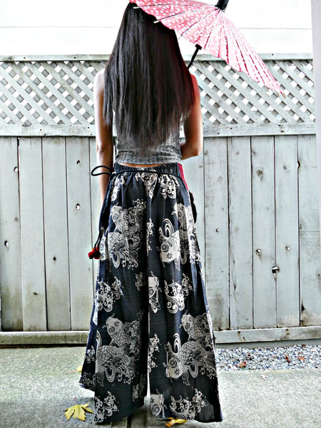 New Koi Art (BLACK NAKA) Wide Leg Pants