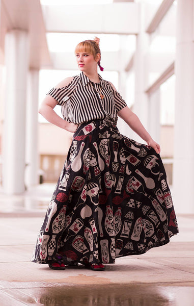 Sake Japanese Art 8 Panel Long Skirts