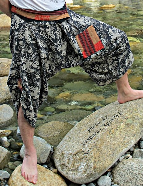 Ronin Waves (BLACK) Waist Tied Samurai Pants