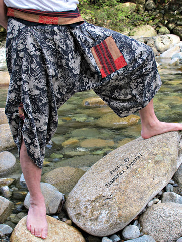 Ronin Waves (BLACK) Waist Tied Samurai Pants