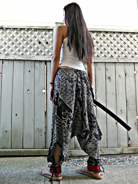 Two WAVES BLACK Tribal Warrior Pants Nami
