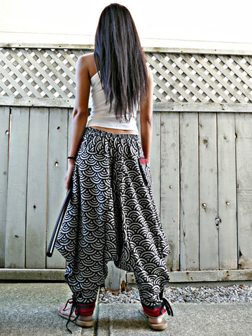 Traditional Sashiko Waves (BLACK) Tribal Warrior Pants