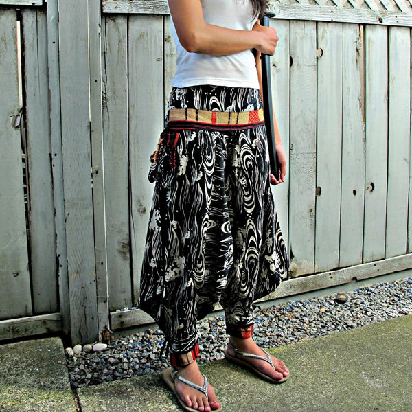 New Black Waves Hill Tribal Warrior Pants